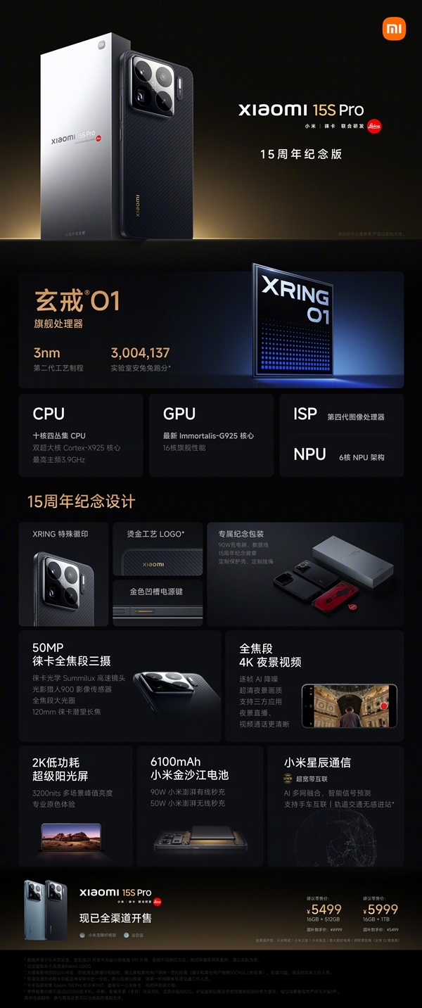 首發(fā)搭載玄戒O1！小米15S Pro首銷送4大權(quán)益：價(jià)值1366元