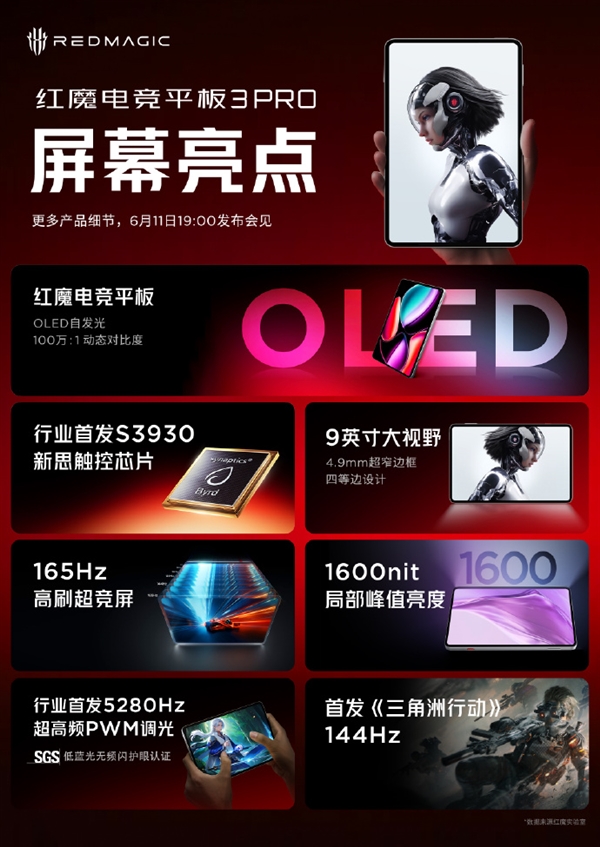 了解紅魔電競(jìng)平板3 Pro屏幕關(guān)鍵亮點(diǎn)：四大首發(fā)