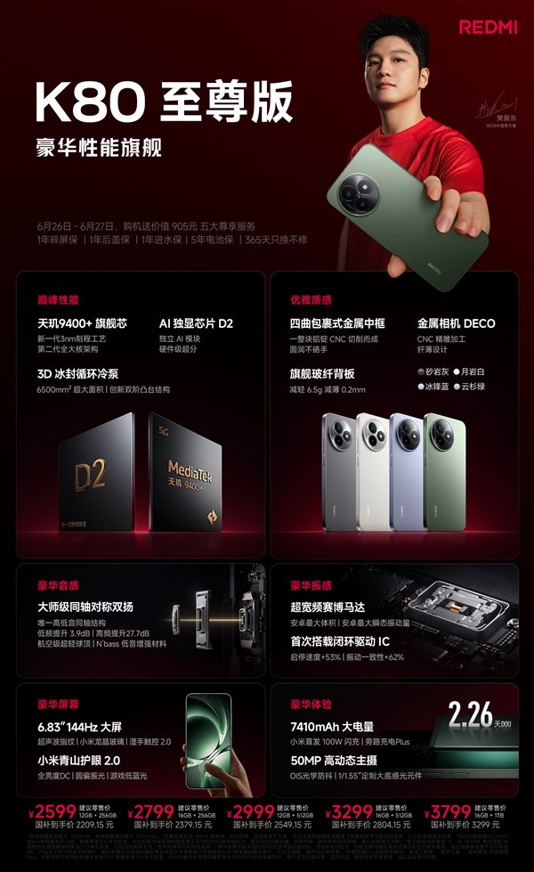 REDMI K80至尊版沒漲價！王騰：感謝雷軍盧偉冰對REDMI的支持